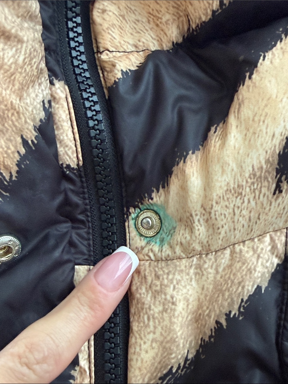 Just Cavalli Black and Beige Zebra-Print Puffer Jacket - Picture 2 of 8